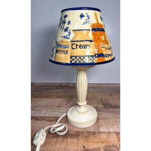 Yankee Candle Ceramic Country Lamp With Hand-Painted Shade Electric Cord Switch